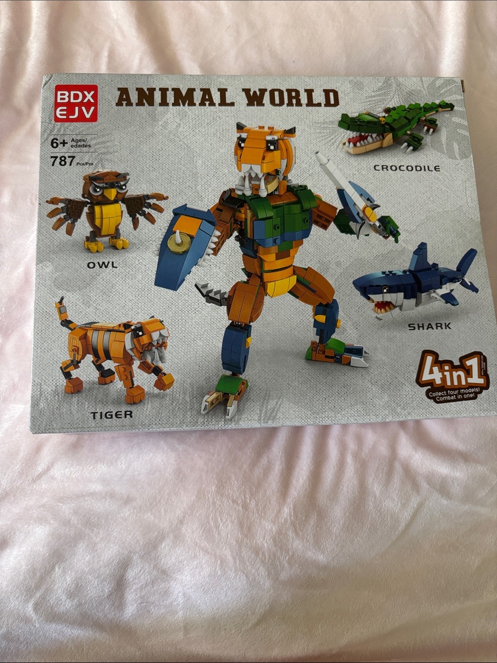 Animal World 4-in-1 Kids Building Set - Orange Green Brown Blue